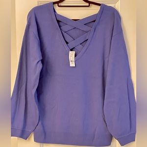 Blue NY & Co Sweater with Back Cut-Outs